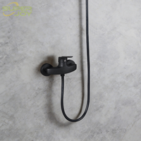Ensemble de robinetterie de douche personnalisé pour hôtel, finition chrome noir poli, mitigeur pluie à monter sur le plan, 1 poignée, kit de douche en zinc