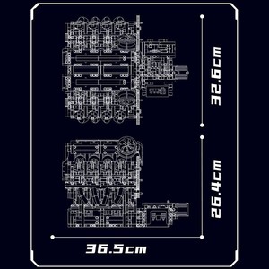 Yuxing 10130 V8 Engine <b>Model</b> Plastic <b>Building</b> Blocks 50-Piece 36.5cm Mechanical Assembly Toy for Boys Age 8-13 - Product Image 2