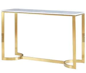 Новый дизайн, металлический, золотистый, из нержавеющей стали, современный, роскошный, во французском стиле, мраморный стол для прихожей