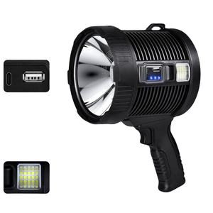 Linterna LED de Alta Potencia Recargable por USB, Portátil, para Exteriores, de Largo Alcance, con Carga Solar, Resistente al Agua, para Emergencias - Product Image 1