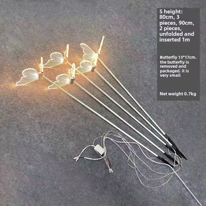 Luces de carretera luminosas de mariposa acrílica de cinco cabezas a prueba de agua, luces de <span class=keywords><strong>suelo</strong></span> de Metal con energía Solar para diseño de sitio de boda - Product Image 6