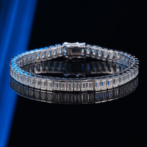 Bracelet Tennis en Argent Sterling S925, style <span class=keywords><strong>Rap</strong></span> Cubain, serti d'une rangée de Moissanite et de diamants, design 'Gang <span class=keywords><strong>Drill</strong></span>' - Product Image 2