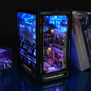 Modèle de bibliothèque maison style <span class=keywords><strong>cyberpunk</strong></span> à assembler soi-même, créatif, 3D, à assembler à la main, vente chaude - Product Image 3