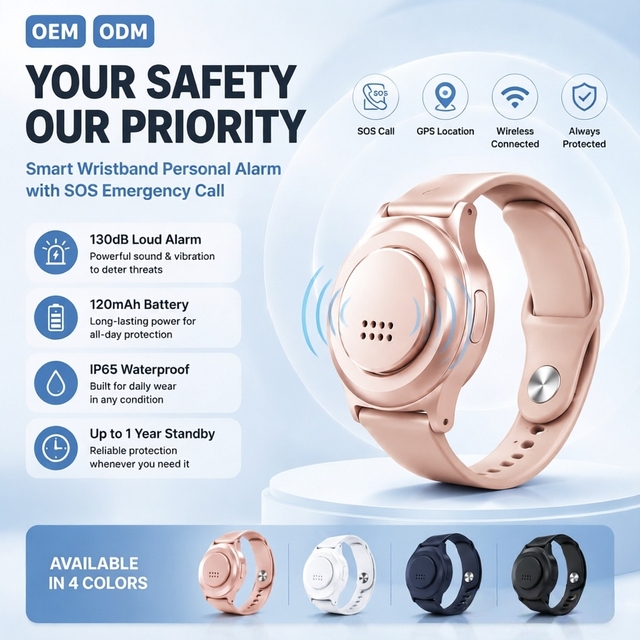 Portable 130db Wristband Personal Safety Alarm SOS Emergency Call Alert GPS Location Fall Alarm Rechargeable Watch Elderly/Women