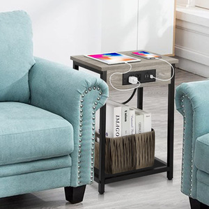 Moderne doppels chichtige USB-Schnitts telle Holz steckdose Einfacher multifunktion aler Couch tisch Höhen verstellbares Schlafzimmer Wohnzimmer - Product Image 6