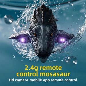 Jouet RC Mosasaurus réaliste avec télécommande, pulvérisation d'eau et fonction de natation - Product Image 4