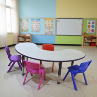 Ensemble Table et 4 Chaises pour Maternelle, Hauteur Réglable, Bureau d'Étude pour Enfants, Mobilier pour Crèche et École Maternelle