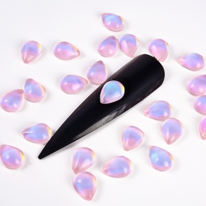 OLeeya Vente en gros Strass fantaisie en forme de goutte à dos plat, en verre K9 Opale Mocha, non thermocollants, pour Nail Art et artisanat DIY - Product Image 5