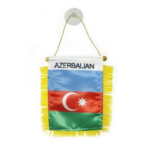 Custom AZERBAIJAN Satin Pennant Flag Car Mini Flag <b>Banner</b> with Yellow Tassels - Product Image 1