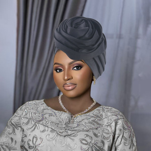 Donne etniche fiore turbante cappello poliestere accessori <span class=keywords><strong>per</strong></span> <span class=keywords><strong>capelli</strong></span> <span class=keywords><strong>per</strong></span> le signore del partito copricapo stile africano Bandana - Product Image 3