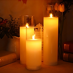 Bougie LED sans flamme en verre, lumière chaude, simulation de flamme vacillante, grande bougie pilier pour la décoration de la maison et des fêtes - Product Image 1