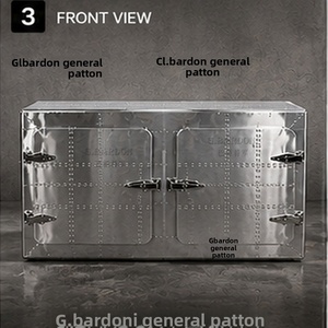 Buffet de <span class=keywords><strong>style</strong></span> <span class=keywords><strong>industriel</strong></span> en aluminium avec rivets, grande capacité de rangement, <span class=keywords><strong>meuble</strong></span> vintage en métal vieilli, bar à cigares, qualité hôtelière - Product Image 2