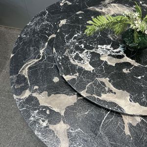 Bàn ăn đá cẩm thạch hiện đại, dòng Black Series cao cấp của Brazil, kích thước tròn tùy chỉnh, chất liệu sang trọng dành cho gia đình - Product Image 4