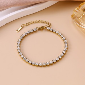Pulsera de Acero Inoxidable con Circonitas Refinadas, Chapada en Oro y Plata, Regalo de Cumpleaños para Amiga - Product Image 3
