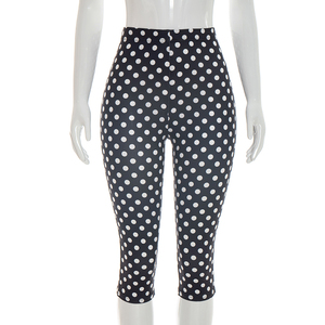 Viviblook J26PT151 Pantalon d'été pour femme, nouveau pantalon court décontracté à taille mi-haute imprimé à pois - Product Image 2