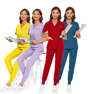 Nueva Llegada, Conjuntos de Uniformes Médicos Niaahinn para Mujer, Uniformes Médicos de Poliéster, Manga Corta, Cuello en V, Conjunto de Uniformes de Enfermería Unisex - Product Image 2