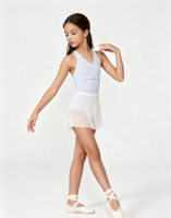 Haut de danse de ballet Anna Shi à col halter et jupe en maille, tenue d'entraînement de ballet pour adulte avec découpes et bretelles au dos