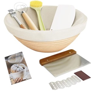Bộ giỏ ủ bột sourdough tròn 9 inch Superbaking, dụng cụ làm bánh mì bằng mây & dao cắt bánh ngọt, thiết yếu cho nghệ thuật làm bánh - Product Image 3