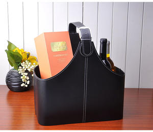 <span class=keywords><strong>Cesta</strong></span> de Regalo de Cuero con Asa Superior para Vino, Flores, Frutas, Dulces, Regalos Navideños, Disponible en Stock - Product Image 3