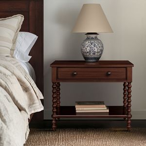 โต๊ะข้างเตียงไม้สีน้ำตาลโมร็อกโกขนาดใหญ่ พร้อมลิ้นชักและชั้นวาง - Product Image 3
