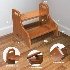 Taburete de madera súper resistente de 2 escalones, cama portátil antideslizante para niños pequeños para diseño moderno al aire libre - Product Image 1