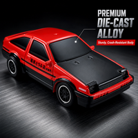 Voiture de course télécommandée en alliage RC, modèle AE86, 2.4G, échelle 1:64, mini-voiture de drift de simulation, jouet de bureau, cadeau