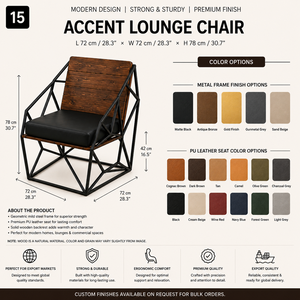 Fauteuil d'appoint confortable et rembourré pour salon, chambre, bureau, réception et mobilier de maison - Product Image 2