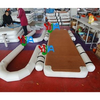 Plateforme flottante gonflable en bois de teck en forme de E pour l'été, quai flottant pour jet ski, station de quai pour yacht et bateau