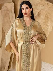 Eid Muslim Dress for Women Ramadan Jalabiya Lace Diamond Party Dresses Abaya <b>Long</b> Robe Morocco Dubai <b>Kaftan</b> Vestidos Largos - Product Image 6