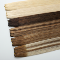 Rambut Asli Brasil Remy Grade 12A+ Model Lurus Bergelombang, Ekstensi Rambut Genius Single Weft Super Tipis Tak Terlihat, Dapat Dipotong