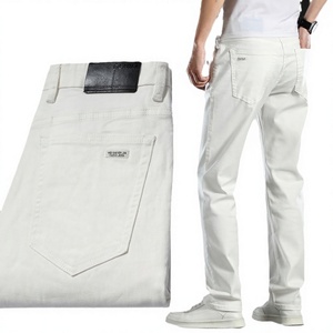 Jeans de Mezclilla Casuales para Hombre, Corte Recto, Tallas Grandes, Alta Calidad, Ecológicos, Transpirables, Estampado Otoñal, Blancos, en Oferta - Product Image 2