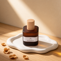 Flacon de parfum en verre brun givré OEM 30ml 50ml 100ml avec boîte, vaporisateur de parfum de luxe avec couvercle en bois