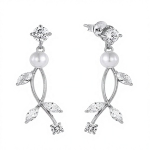 <span class=keywords><strong>XLOVE</strong></span> – boucles d'oreilles en argent Sterling 925 avec perles, élégantes, en forme de feuille, pour femmes, bijoux fins, nouvelle collection - Product Image 5