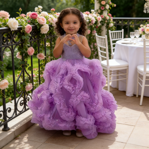 Ropa para Niñas, Vestido de Fiesta, Vestidos de Cumpleaños para Bebés, Vestido de Tul Brillante con Volantes en Capas - Product Image 4