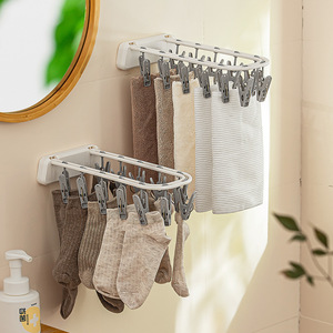 Wall Mounted <b>Drying</b> <b>Rack</b> With Clips For Socks And Underwear Balcony Bathroom Use - Product Image 4