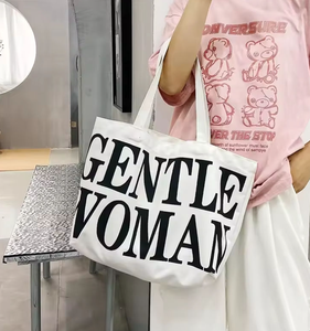 Bolso de lona de algodón de moda, muy vendido, con correa larga para el hombro y diseño ecológico simple. - Product Image 2