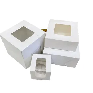 Kotak kue 12x12x12 kotak kardus kue desain terbaik dengan tutup transparan kotak kue kertas tinggi 12 inci