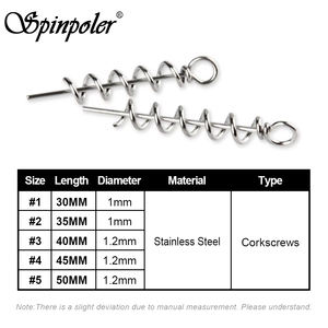 Spinpoler pesca sacacorchos gancho señuelo suave centrado Pin espiral 30/35/45/50mm resorte bloqueo Pin cebo tornillo conector Accesorios - Product Image 2