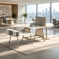 Bureau de travail modulaire contemporain pour 2, 4 ou 6 personnes avec écran de confidentialité et table de réunion en option