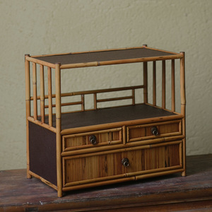 Phoenix eye bamboo tea shed fan <b>box</b> three-<b>drawer</b> <b>storage</b> cabinet tea cake tea tea utensils <b>storage</b> and display shelf bamboo - Product Image 3