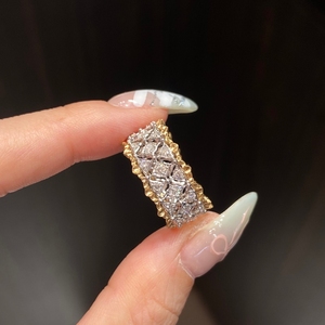 เพชร Aazuo Lab Grown Diamonds 0.75 กะรัต ทองคำแท้ 18K สีเหลืองทอง ดีไซน์หรูหรา สไตล์วินเทจ แหวนลูกไม้สำหรับผู้หญิง เหมาะสำหรับงานเลี้ยงสังสรรค์ รุ่น Au750 - Product Image 2