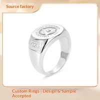 Bague de diplôme universitaire gravée sur mesure, bague signet personnalisée avec logo et date, bijoux pour hommes et femmes