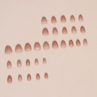 Faux ongles pré-dessinés, style français minimaliste, amovibles, courts, en forme d'amande, autocollants pour ongles, importés