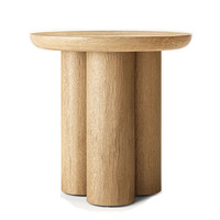 Meubles sur mesure de luxe pour salon, table d'appoint ronde en chêne.