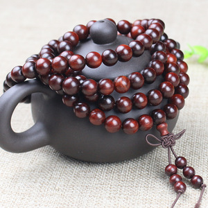 Bracelet en bois de santal et corne de rhinocéros, 8 mm, 108 perles, unisexe, perles de prière, bijoux pour cérémonie religieuse - Product Image 2