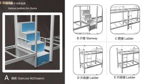 <span class=keywords><strong>Letto</strong></span> a Castello in Metallo Singolo XL <span class=keywords><strong>con</strong></span> Scale, Armadio e Scrivania per Bambini, Scuola e Dormitorio - Product Image 3