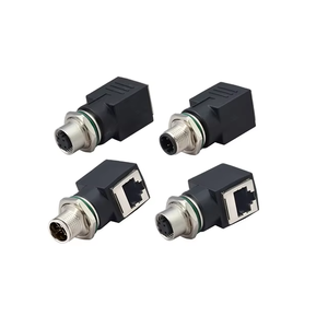 Adaptateur M12 8 broches mâle X-Coding vers RJ45, boîtier PC étanche IP68 avec contacts plaqués or, température de fonctionnement -40~+85°C - Product Image 1