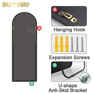 Vente en gros Miroir sur pied Personnalisé Décoration de salle de bain Dressing Mural Long Corps Pleine Longueur Sol Miroir Spiegel Espejo - Product Image 5