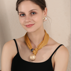 ハンシドン フリースタイル 調節可能 ロープ ビッグパール ネックレス ペンダント ハンドメイド チョーカー ネックレス レディース ユニークデザイン ジュエリー - Product Image 4