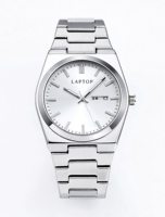 Montre pour homme en acier inoxydable avec verre saphir, affichage de 41,5 mm, aiguilles lumineuses, résistance à l'eau de 5 bars
